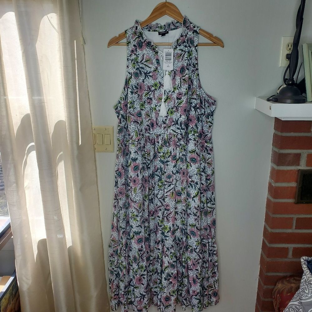Torrid NWT spring floral Midi Wash Gauze Tiered Dress size 2X 18-20